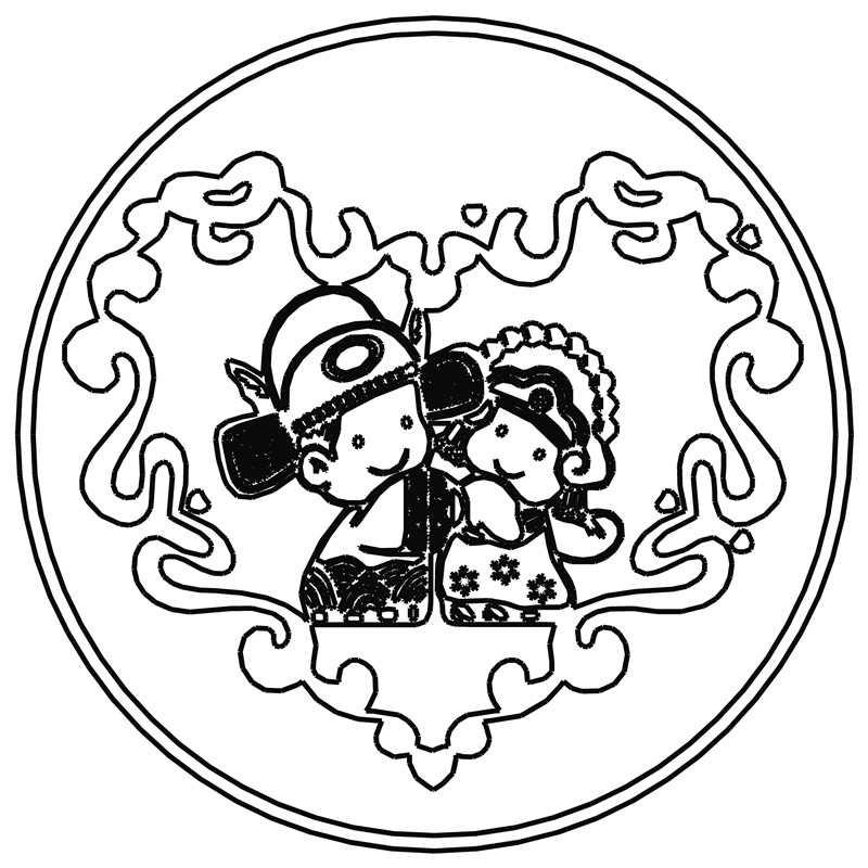 中式婚礼·卡通新人
